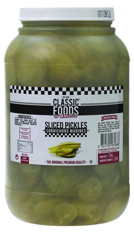 Cornichons marinés Pickles en tranches - CLASSIC FOODS - Bidon de 3.76 kg