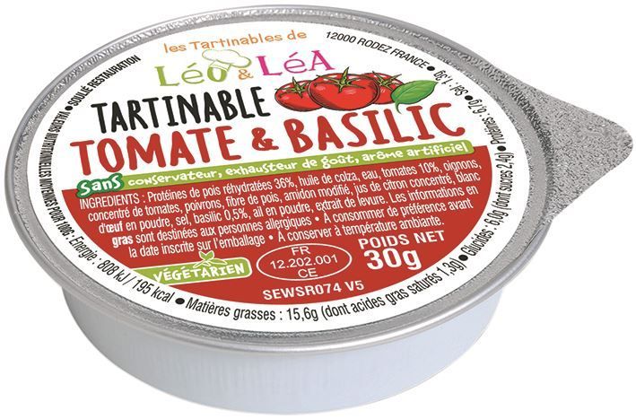 Tartinable tomate et basilic - SOULIE - Carton de 144 coupelles