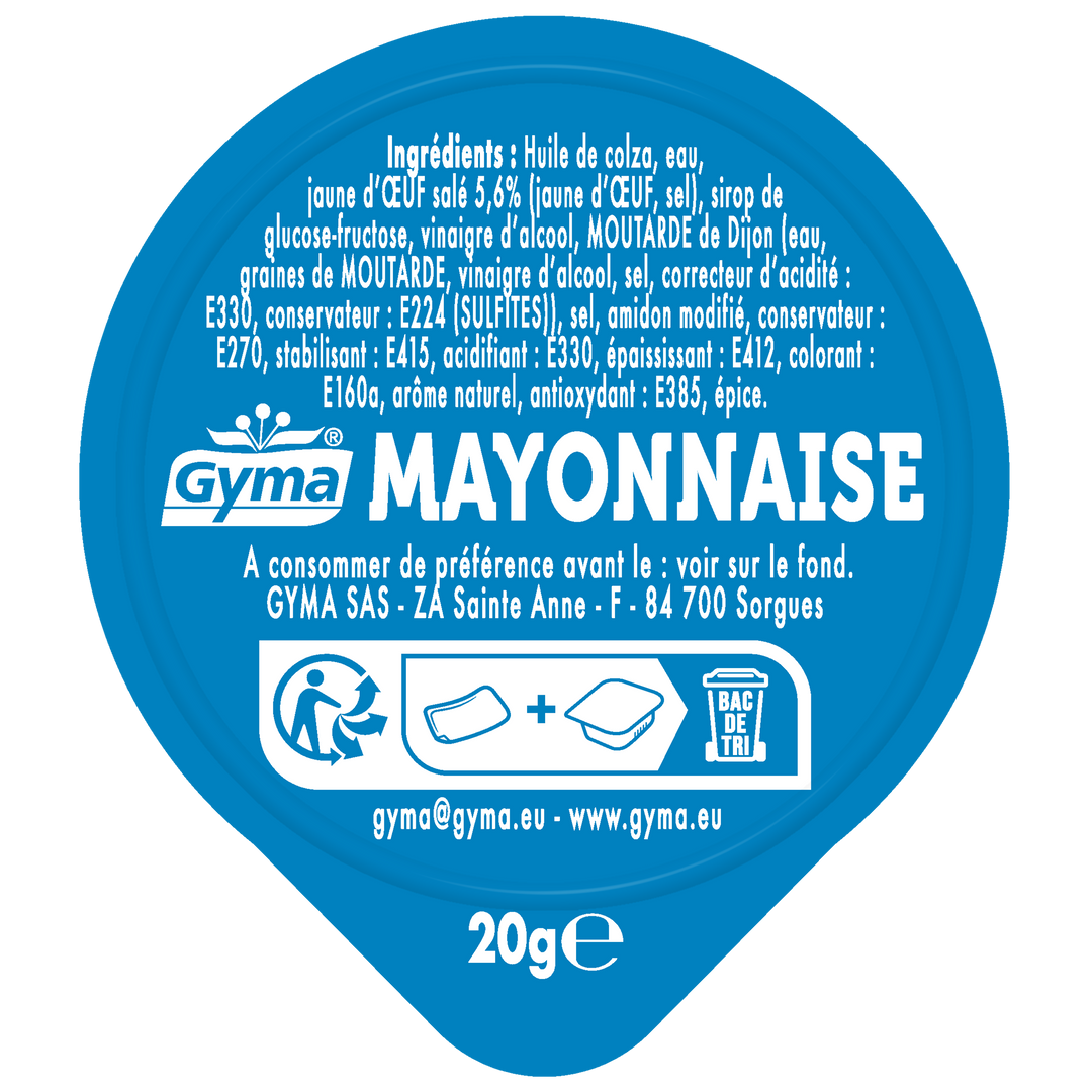 Mayonnaise - GYMA - Carton de 216 coupelles