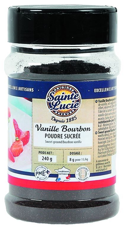 Vanille Bourbon en poudre sucrée 18% - SAINTE LUCIE - Pot de 240 g