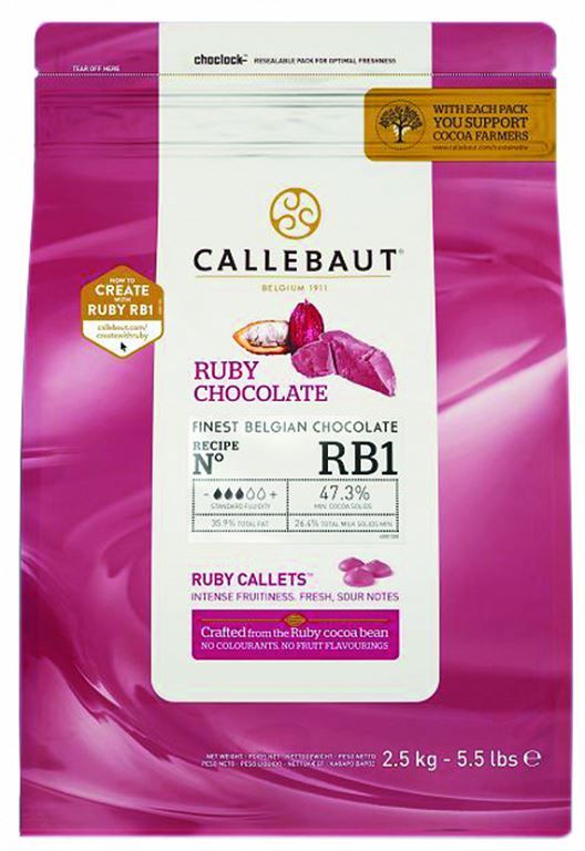 Chocolat ruby 47,3% en pistoles - CALLEBAUT - Sac de 2,5 kg