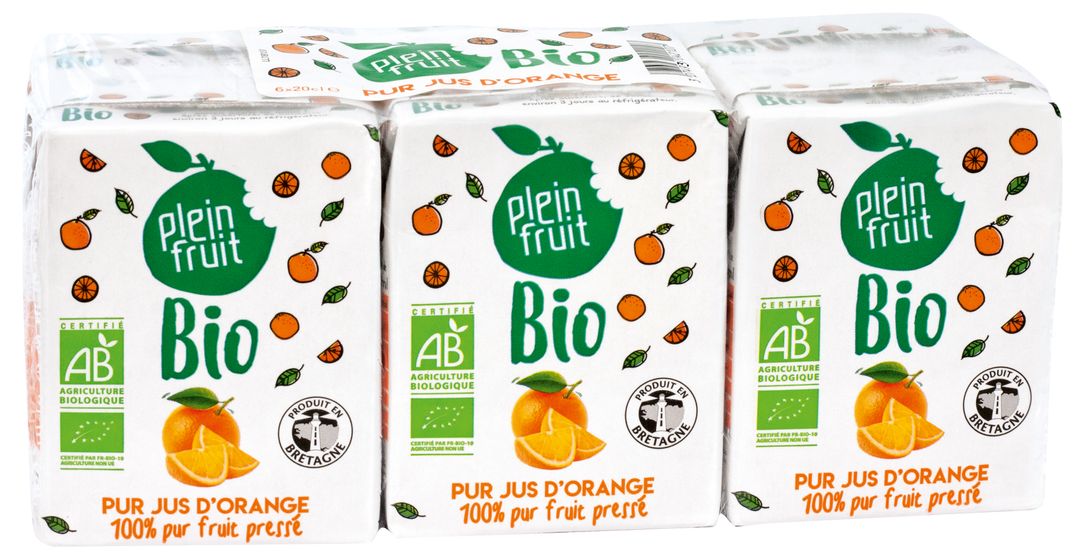 Jus d'orange Bio - PLEIN FRUIT - Carton de 24 briques