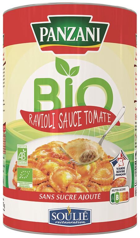 Ravioli au boeuf sauce tomate Bio - PANZANI - Boite 5/1