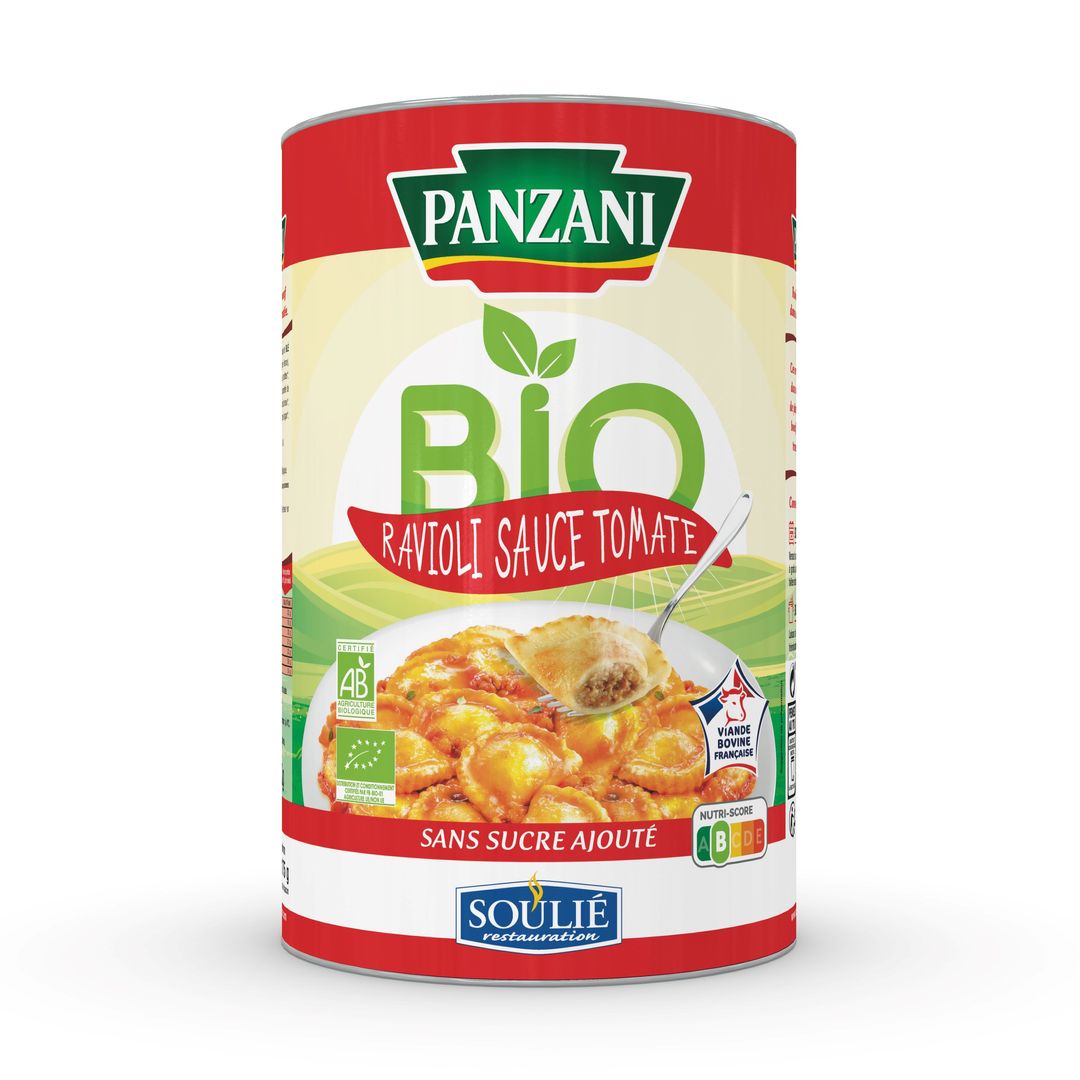 Ravioli au boeuf sauce tomate Bio - PANZANI - Boite 5/1