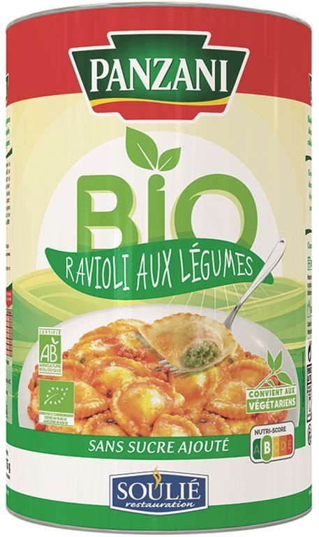 Ravioli aux légumes sauce tomate Bio - PANZANI - Boite 5/1