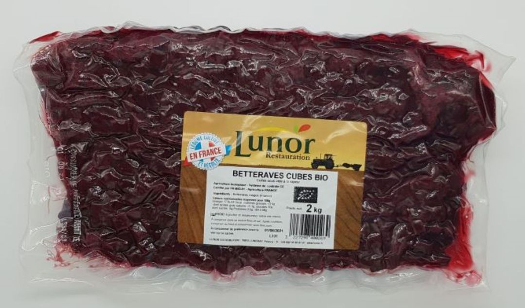 Betteraves rouges en cubes Bio - LUNOR - Carton de 10 kg