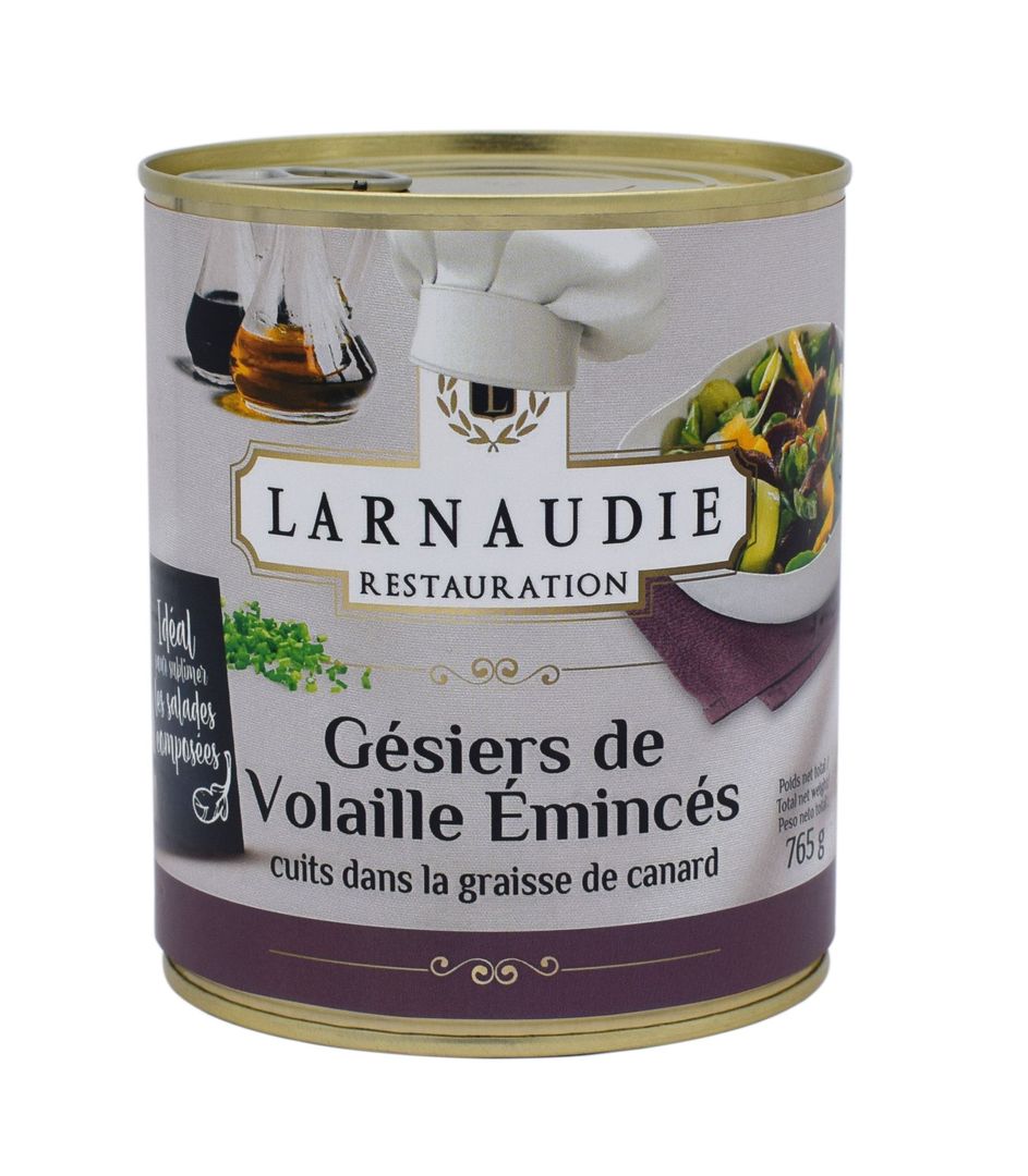 Gésiers de volaille émincés confits à la graisse de canard - LARNAUDIE RESTAURATION - Boite 4/4