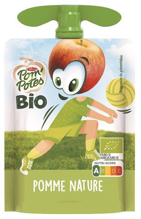 Spécialité de pomme Bio sans sucres ajoutés gourdes - MATERNE POM'POTES - Carton de 48 gourdes