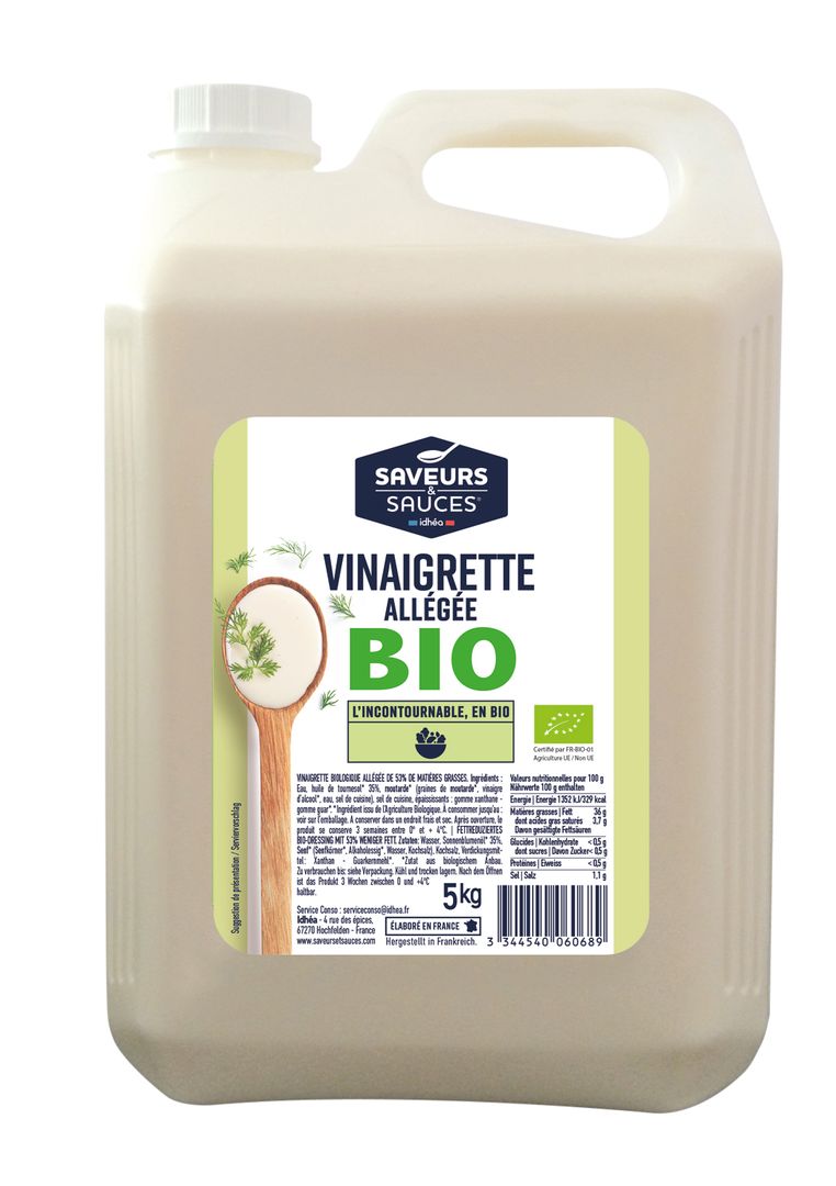 Vinaigrette allégée Bio - SAVEURS ET SAUCES - Bidon de 5 L