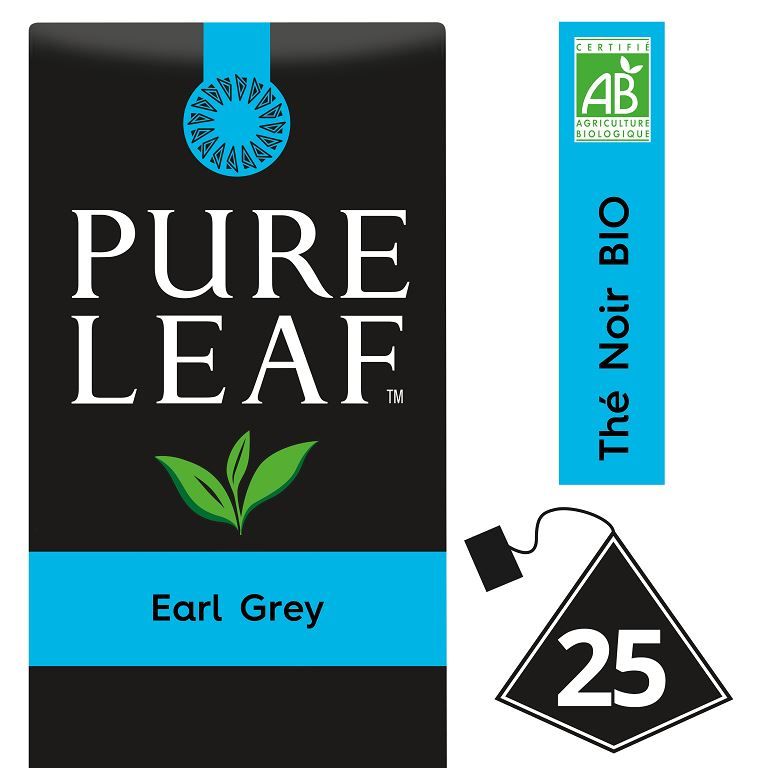 Thé noir Earl Grey Bio - PURE LEAF - Boite de 25 sachets