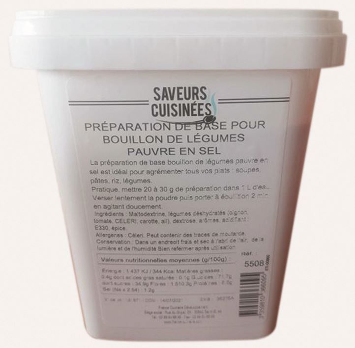 Bouillon de légumes déshydraté pauvre en sel - SAVEURS CUISINEES - Seau de 700 g