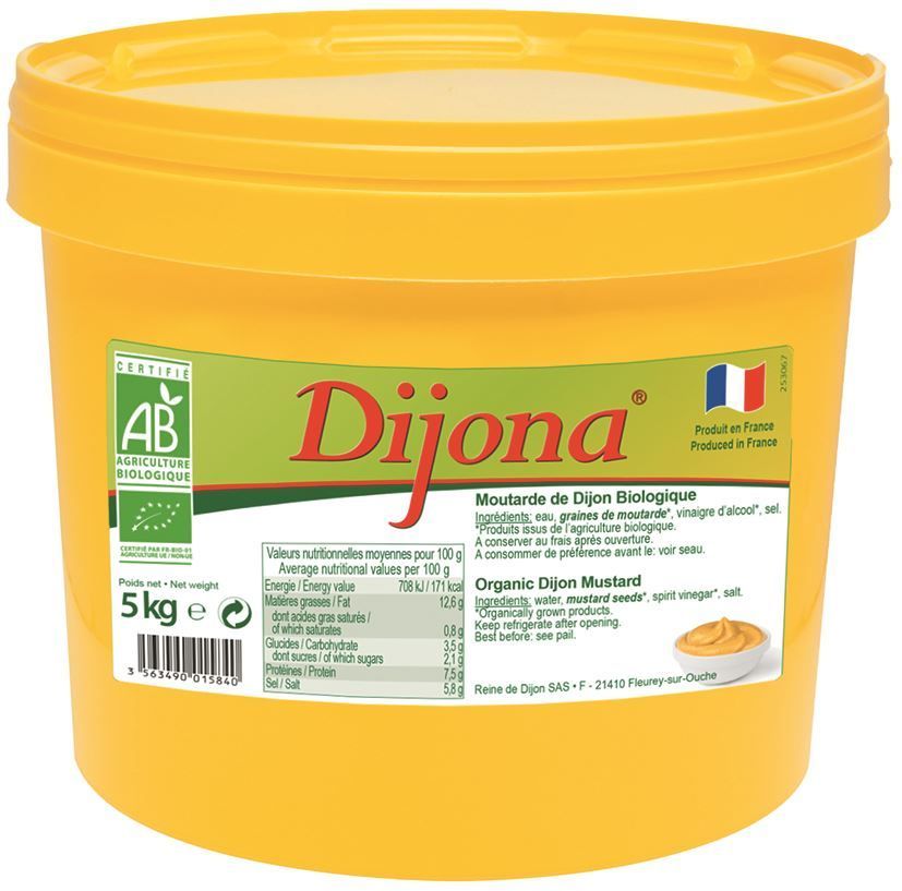 Moutarde de Dijon Bio - DIJONA - Seau de 5 L