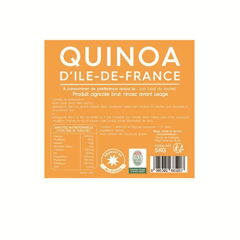 Quinoa d'Ile de France - EMILE ET UNE GRAINE  LOCAL 91 - Sac de 5 kg