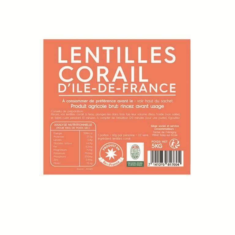 Lentilles corail d'Ile de France - EMILE ET UNE GRAINE  LOCAL 91 - Sac de 5 kg