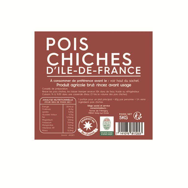 Pois chiches d'Ile de France - EMILE ET UNE GRAINE  LOCAL 91 - Sac de 5 kg