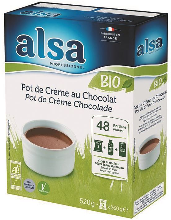 Pot de crème saveur chocolat Bio - ALSA - Boite de 520 g