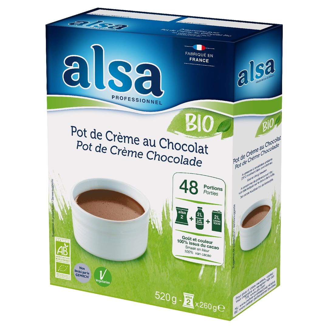 Pot de crème saveur chocolat Bio - ALSA - Boite de 520 g