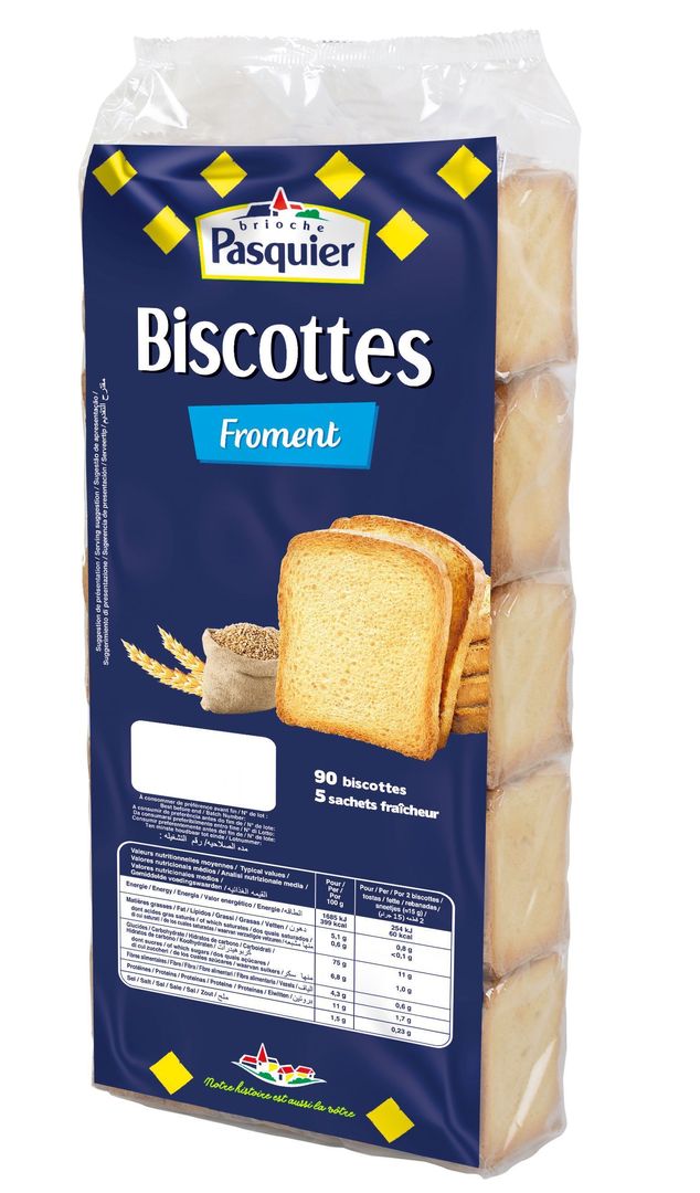Biscottes au froment X90 - PASQUIER - Carton de 12 sachets