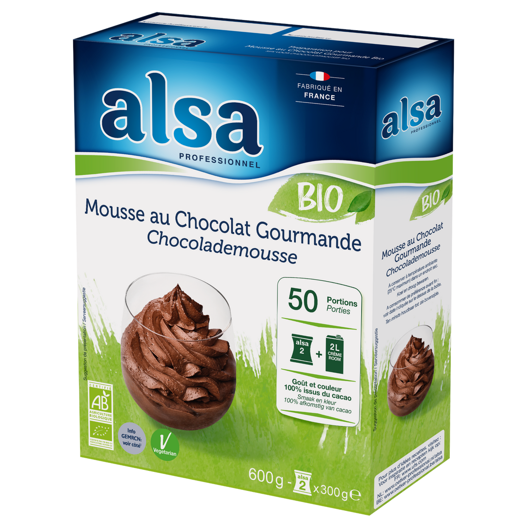 Mousse chocolat Gourmande Bio - ALSA - Boite de 600 g