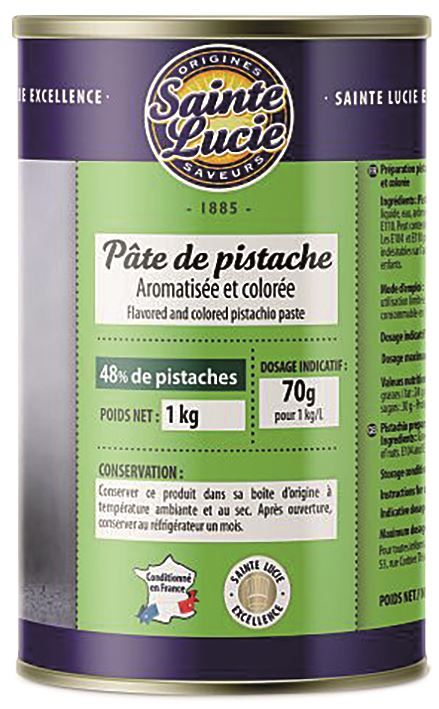 Pâte arômatique à la pistache 48% - SAINTE LUCIE - Pot de 1 kg