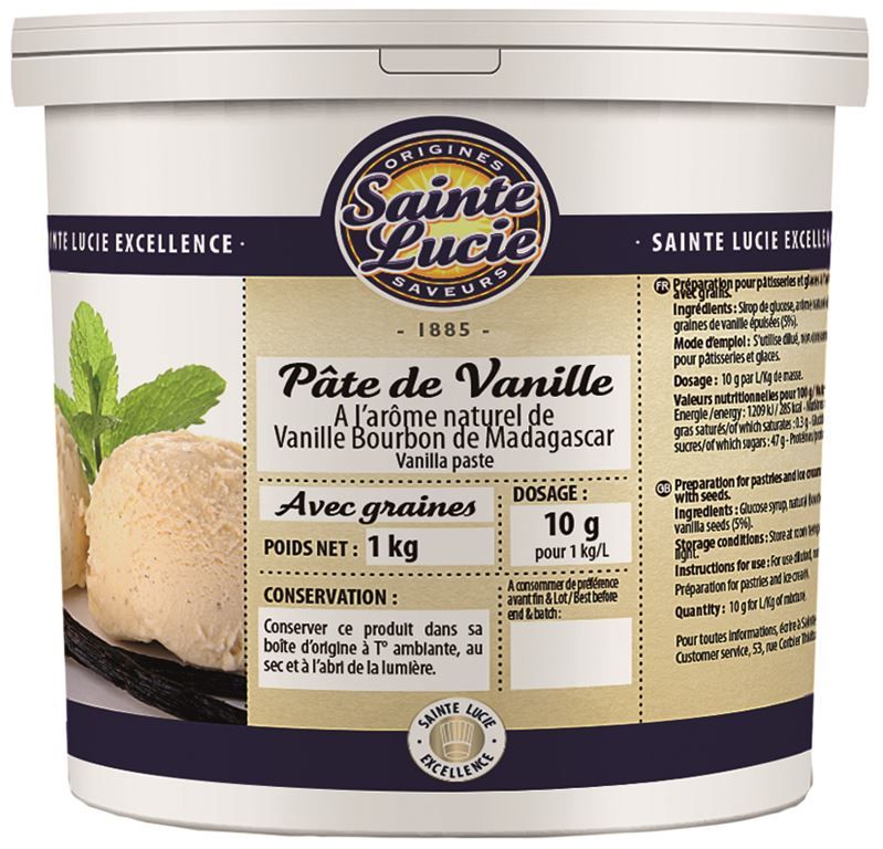 Pâte de vanille Bourbon avec grains - SAINTE LUCIE - Pot de 1 kg