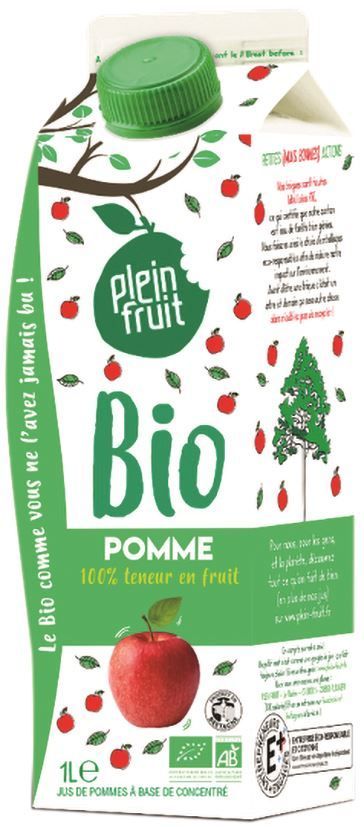 Jus de pomme Bio - PLEIN FRUIT - Carton de 6 briques