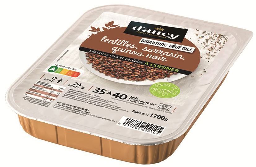 Garniture nature lentilles, sarrasin, quinoa noir - D'AUCY - Carton de 4 plateaux