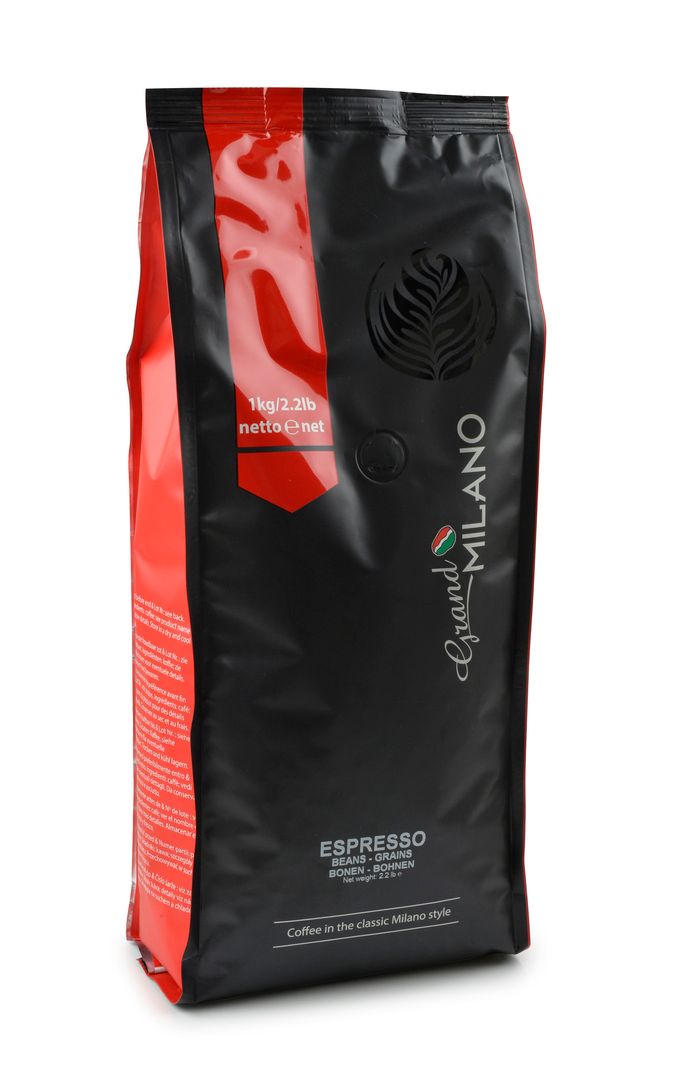 Café grain 95% arabica 5% robusta - GRAND MILANO - Paquet de 1 kg