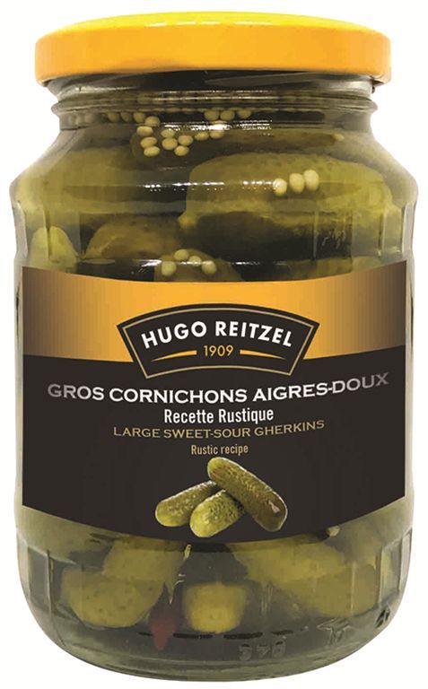 Cornichons aigres-doux rustique - HUGO REITZEL - Bocal de 845 g