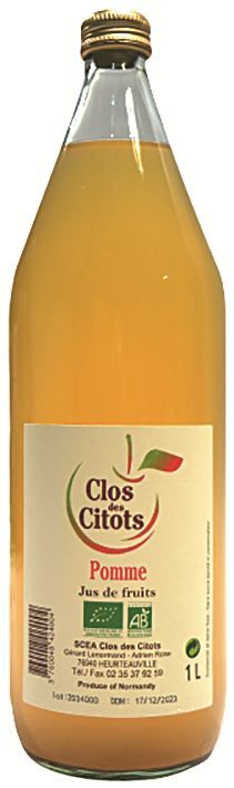 Jus de pomme Bio - CLOS DES CITOTS LOCAL 76 - Carton de 6 bouteilles