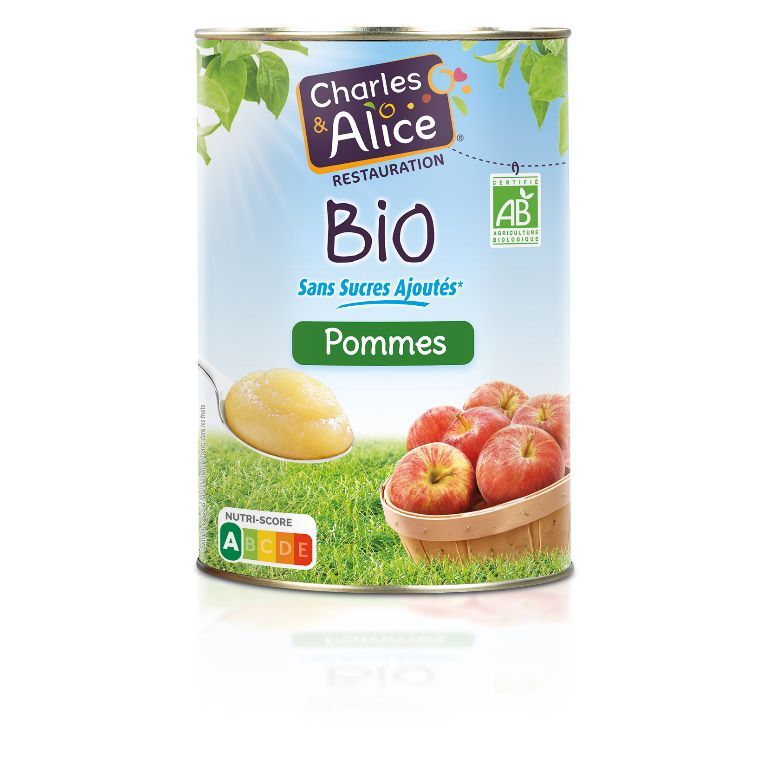 Purée de pommes sans sucres ajoutés Bio - CHARLES ET ALICE - Boite 5/1