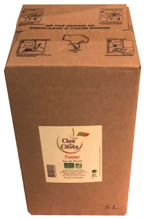 Jus de pomme Bio - CLOS DES CITOTS LOCAL 76 - Bib de 5 L