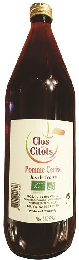 Jus de pomme et cerise Bio - CLOS DES CITOTS LOCAL 76 - Carton de 6 bouteilles