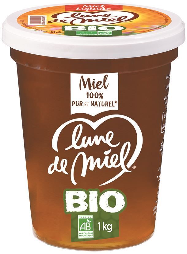 Miel de fleurs liquide Bio - LUNE DE MIEL - Pot plastique de 1 kg