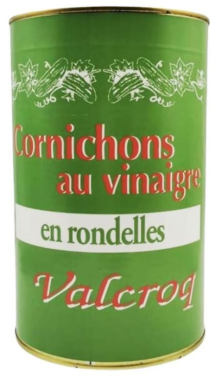 Cornichons au vinaigre en rondelles - VALCROQ - Boite 5/1