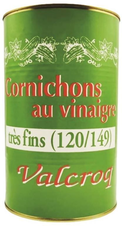 Cornichons au vinaigre très fins 120+ - VALCROQ - Boite 5/1