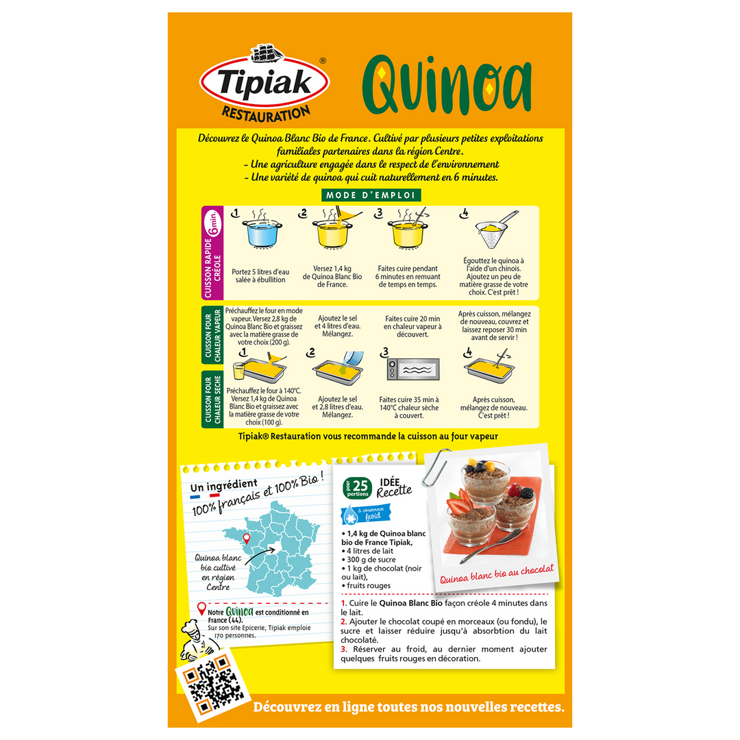 Quinoa blanc français Bio - TIPIAK® RESTAURATION - Boite de 1.4 kg