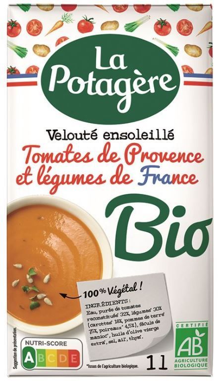 Velouté tomates de Provence et légumes de France Bio - LA POTAGERE - Carton de 6 briques
