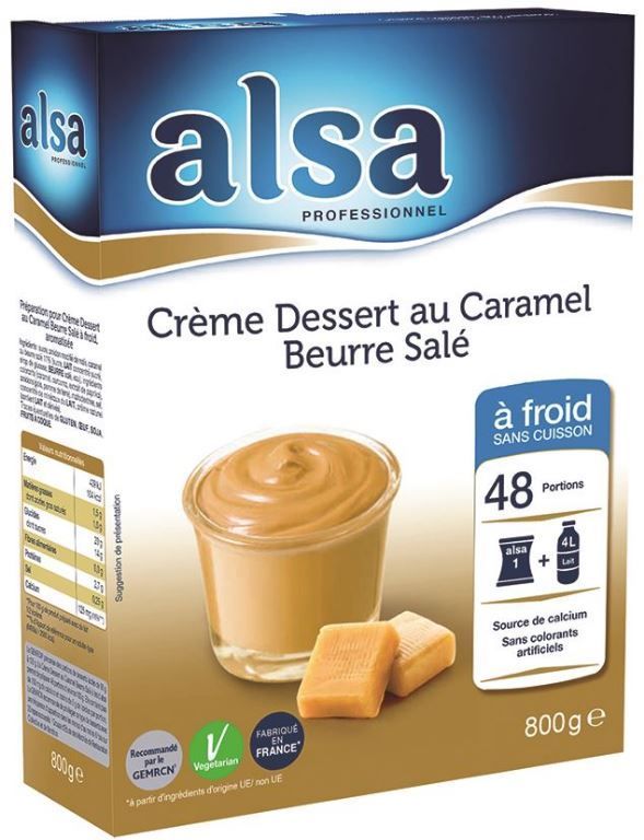 Crème dessert caramel beurre salé à froid - ALSA - Boite de 800 g