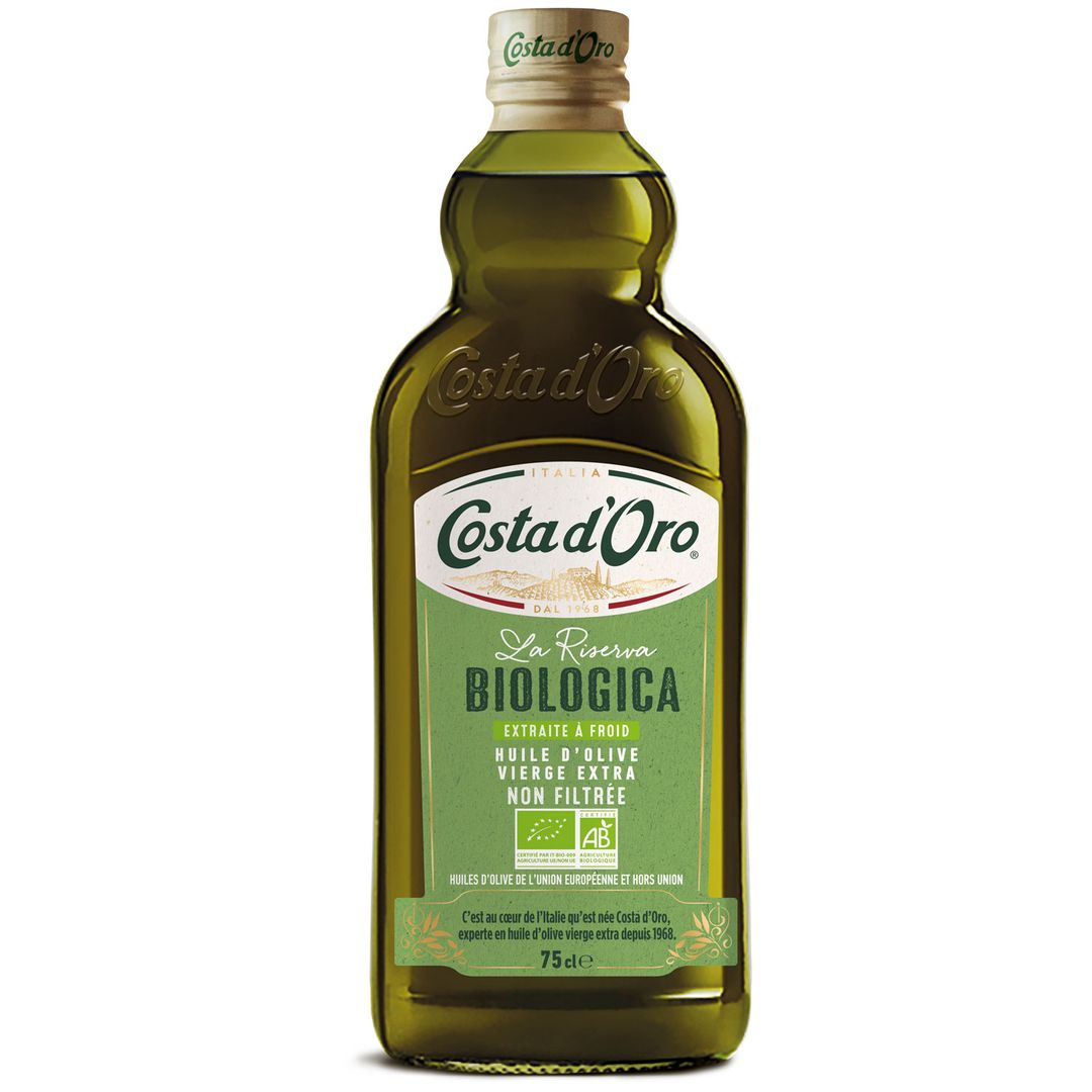 Huile d'olive extra vierge Bio - COSTA D ORO - Bouteille de 75 CL