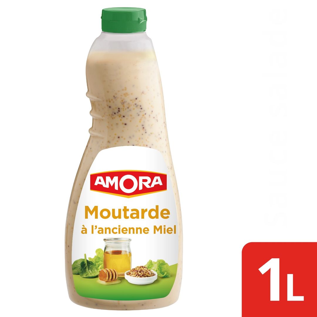 Sauce salade moutarde à l'ancienne et miel - AMORA - Bouteille  de 1 L