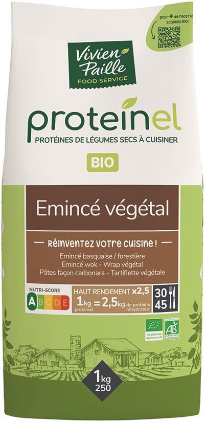 Emincé végétal Bio Protéinel - VIVIEN PAILLE - Sachet de 1,250 kg