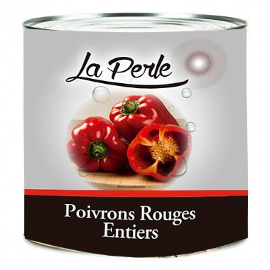 Poivrons rouges entiers - LA PERLE - Boite 3/1