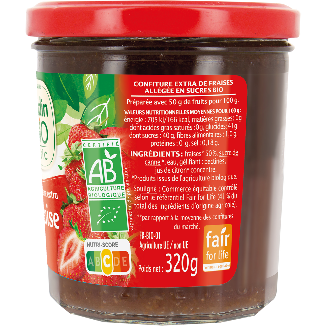 Confiture fraise Bio - JARDIN BIO - Pot de 320g