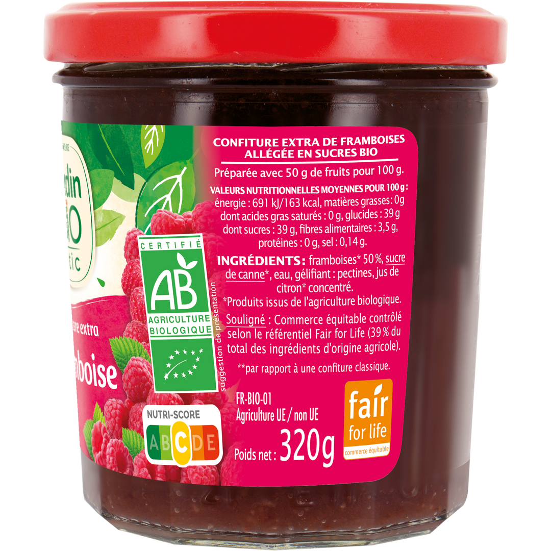 Confiture framboise Bio - JARDIN BIO - Pot de 320g