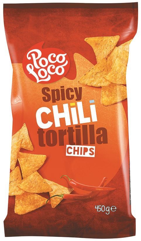 Tortillas chips chili - POCO LOCO - Carton de 12 sachets
