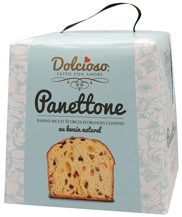 Panettone pur beurre  raisins secs et orange confite - DOLCIOSO - Boite de 800 g