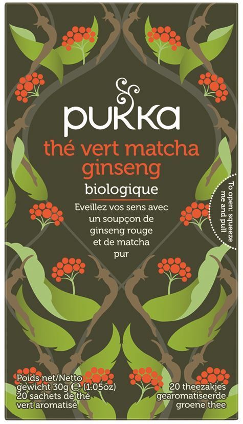 Thé vert Matcha Ginseng Bio - PUKKA - Boite de 20 sachets