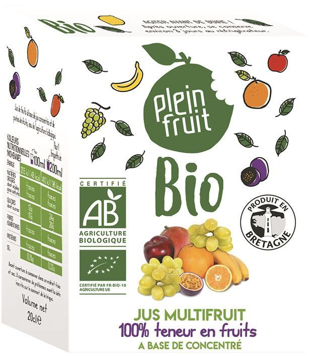 Jus multifruits Bio - PLEIN FRUIT - Carton de 24 briques