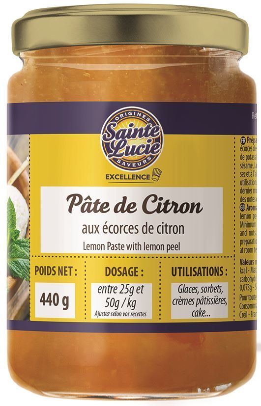 Pâte de citron aux écorces de citron - SAINTE LUCIE - Bocal de 440 g